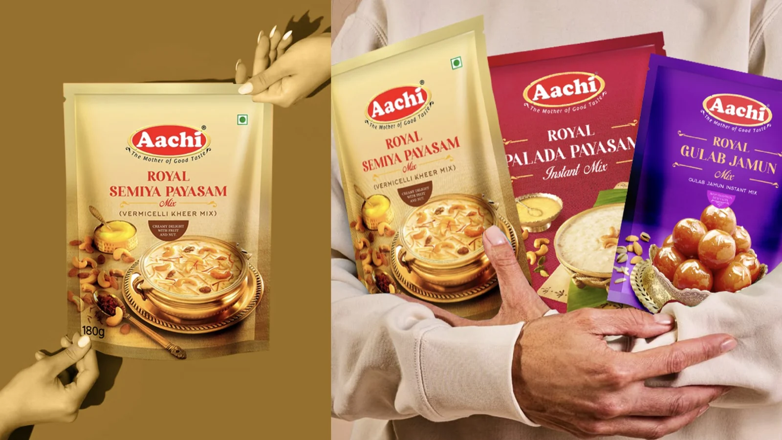 Aachi Royal dessert packs in consumer hands